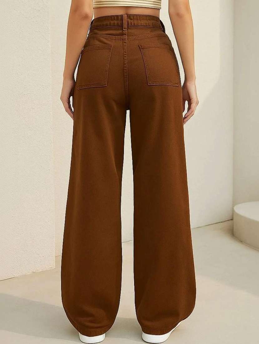 women solid high rise wide leg jeans - 22570291 -  Standard Image - 3