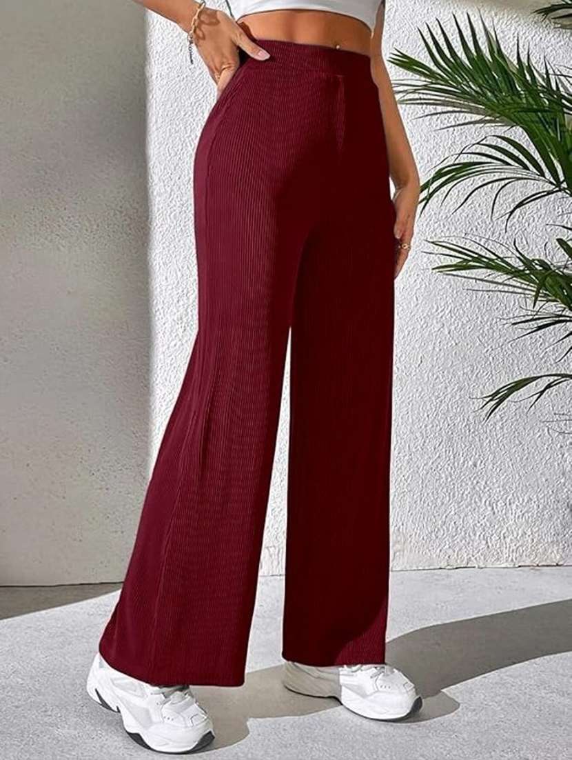 women self design high rise boocut trouser