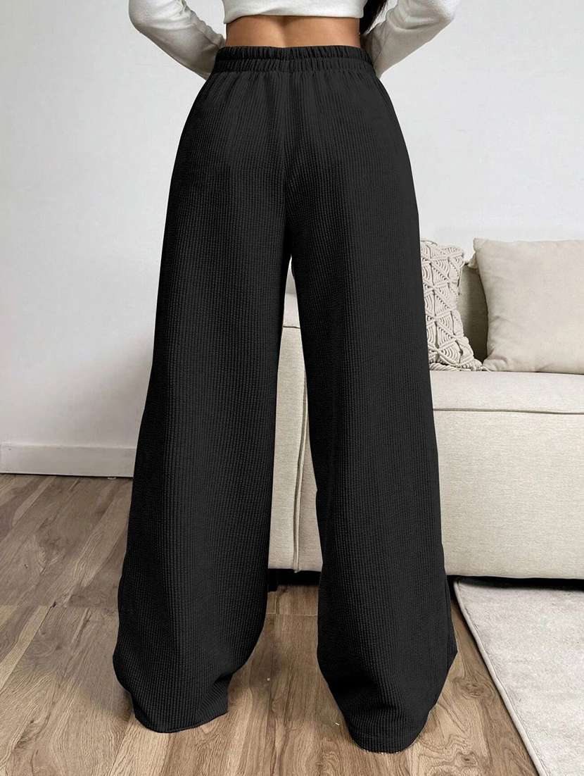women self design mid rise wide leg trouser - 22570306 -  Standard Image - 3