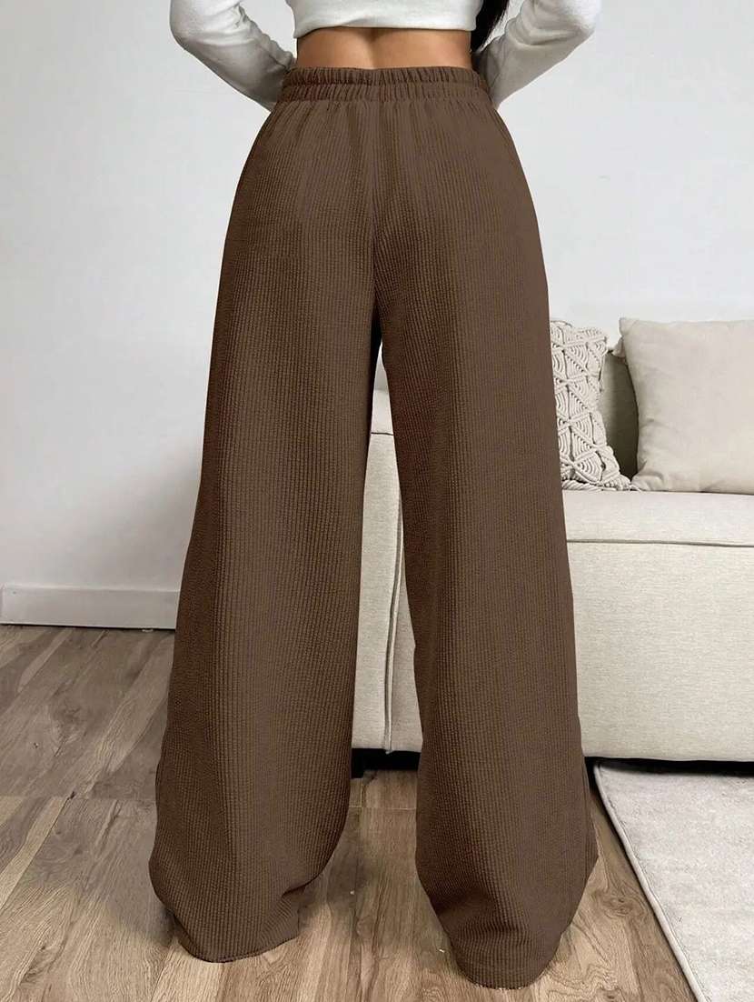 women self design mid rise wide leg trouser - 22570311 -  Standard Image - 3
