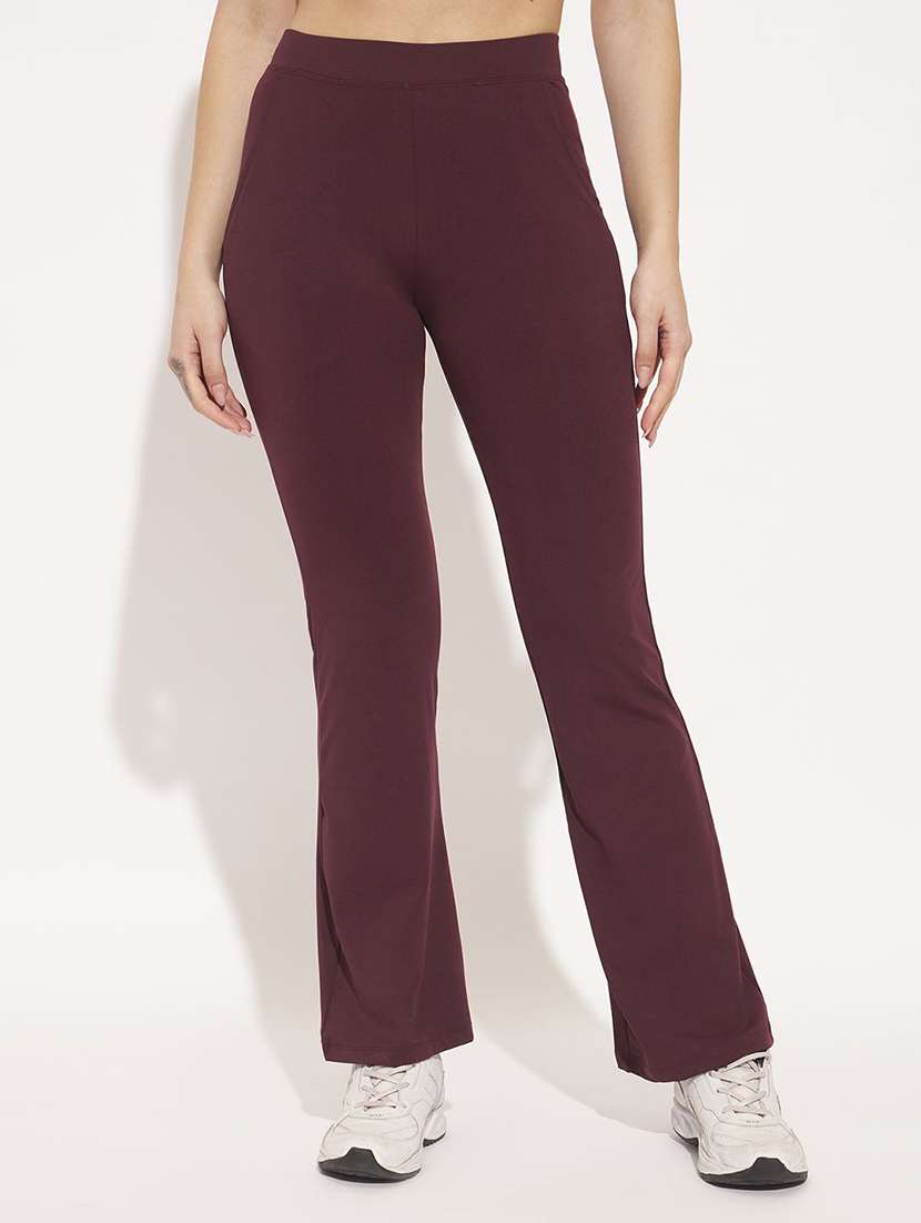 women solid high rise yoga pant