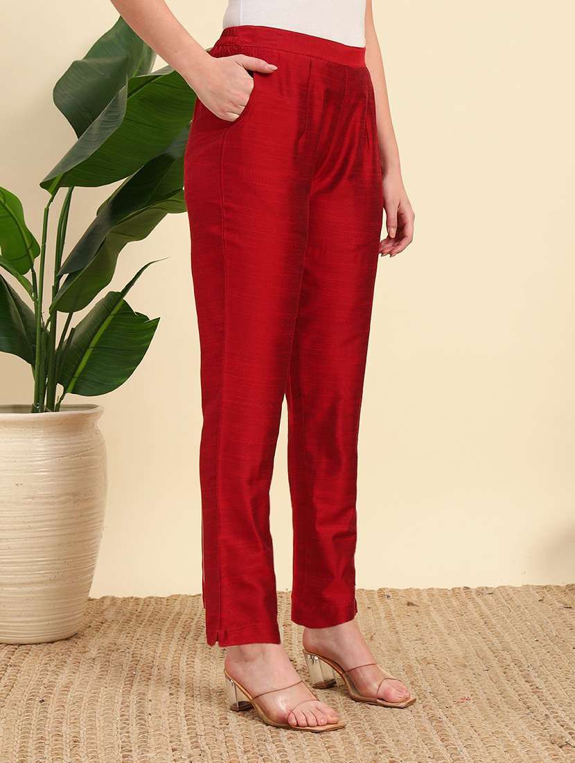women solid mid rise straight pant - 22570356 -  Standard Image - 3