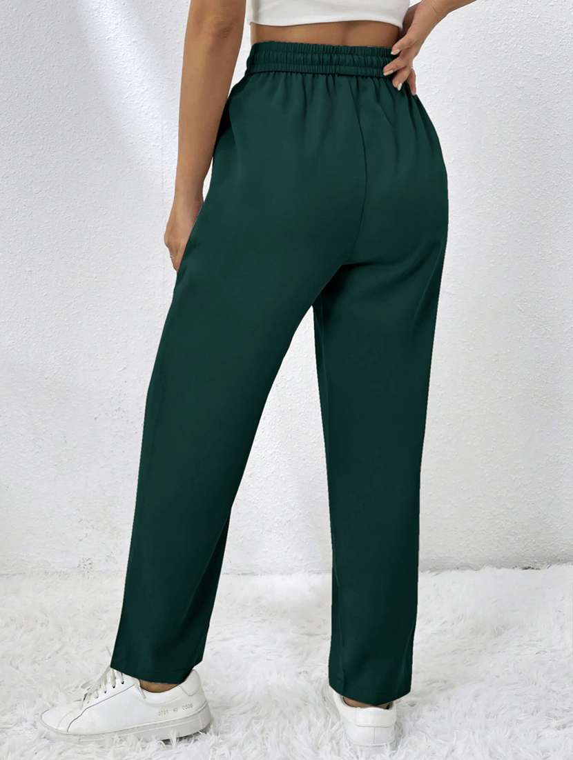 women solid high rise straight trouser - 22570357 -  Standard Image - 3