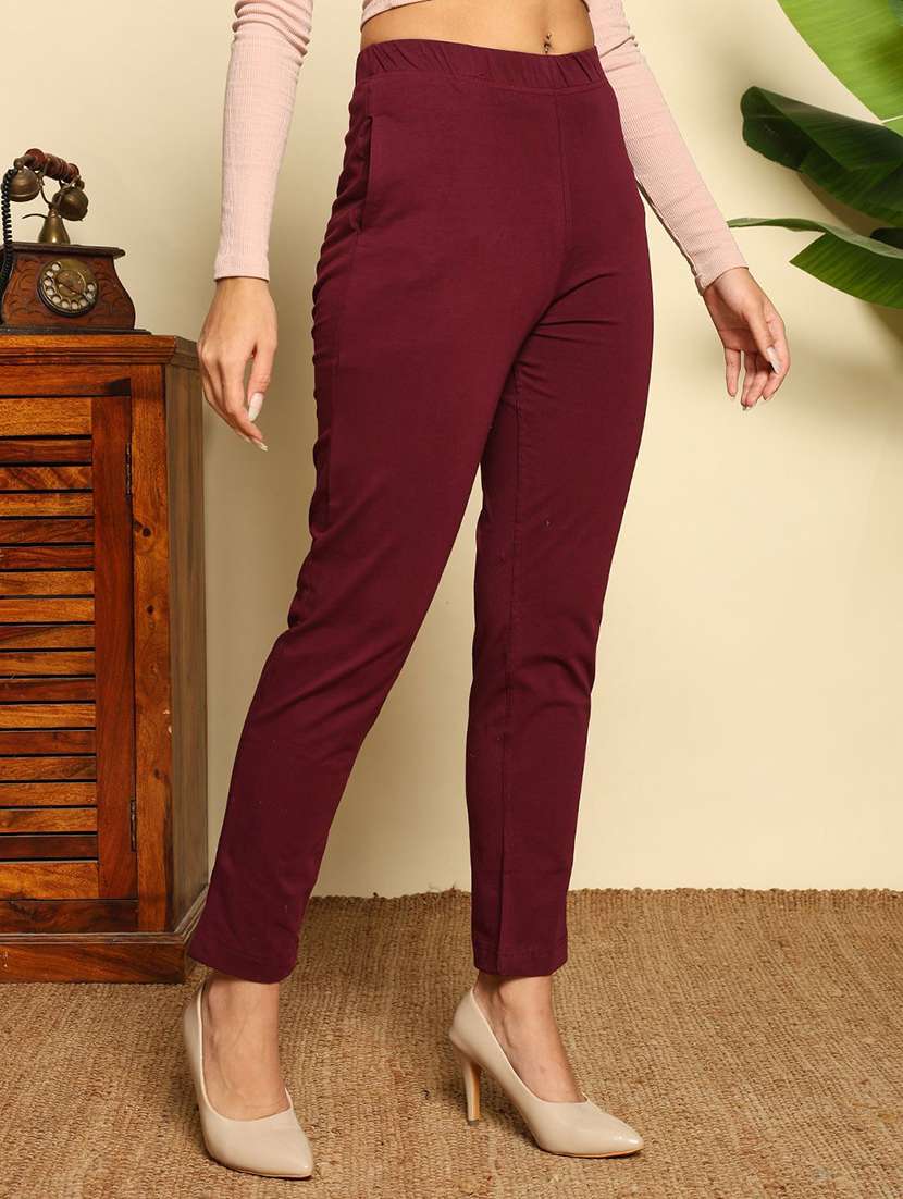 women solid mid rise tapered pant - 22570362 -  Standard Image - 3