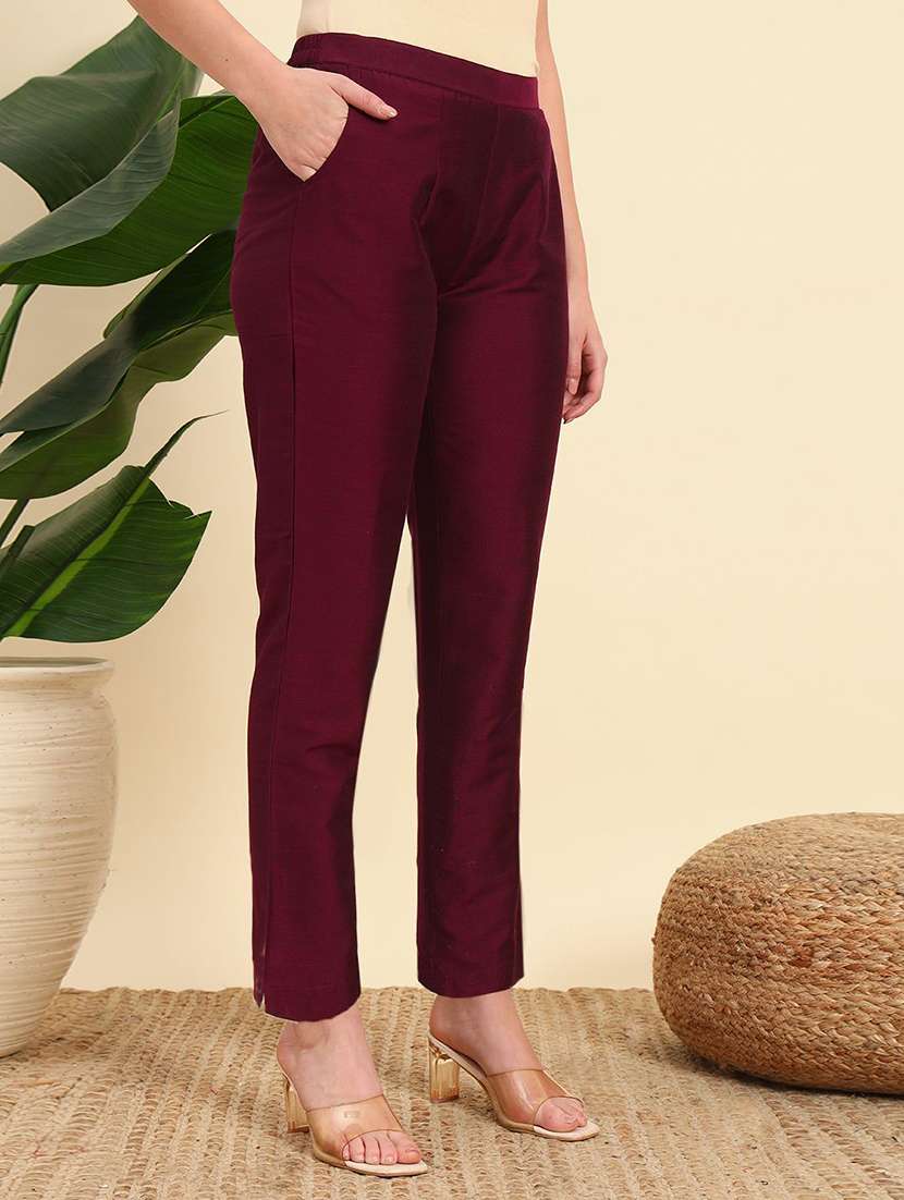 women solid mid rise straight pant - 22570372 -  Standard Image - 3