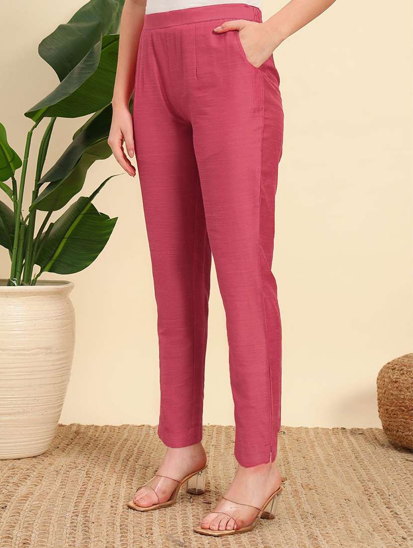 women solid mid rise straight trouser - 22570376 -  Standard Image - 3