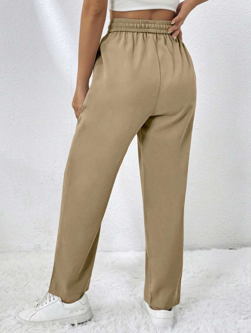 Women Solid High Rise Straight Trouser - 22570379 -  Standard Image - 3