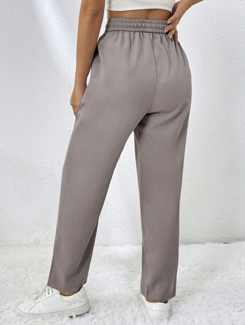 Women Solid High Rise Straight Trouser - 22570385 -  Standard Image - 3