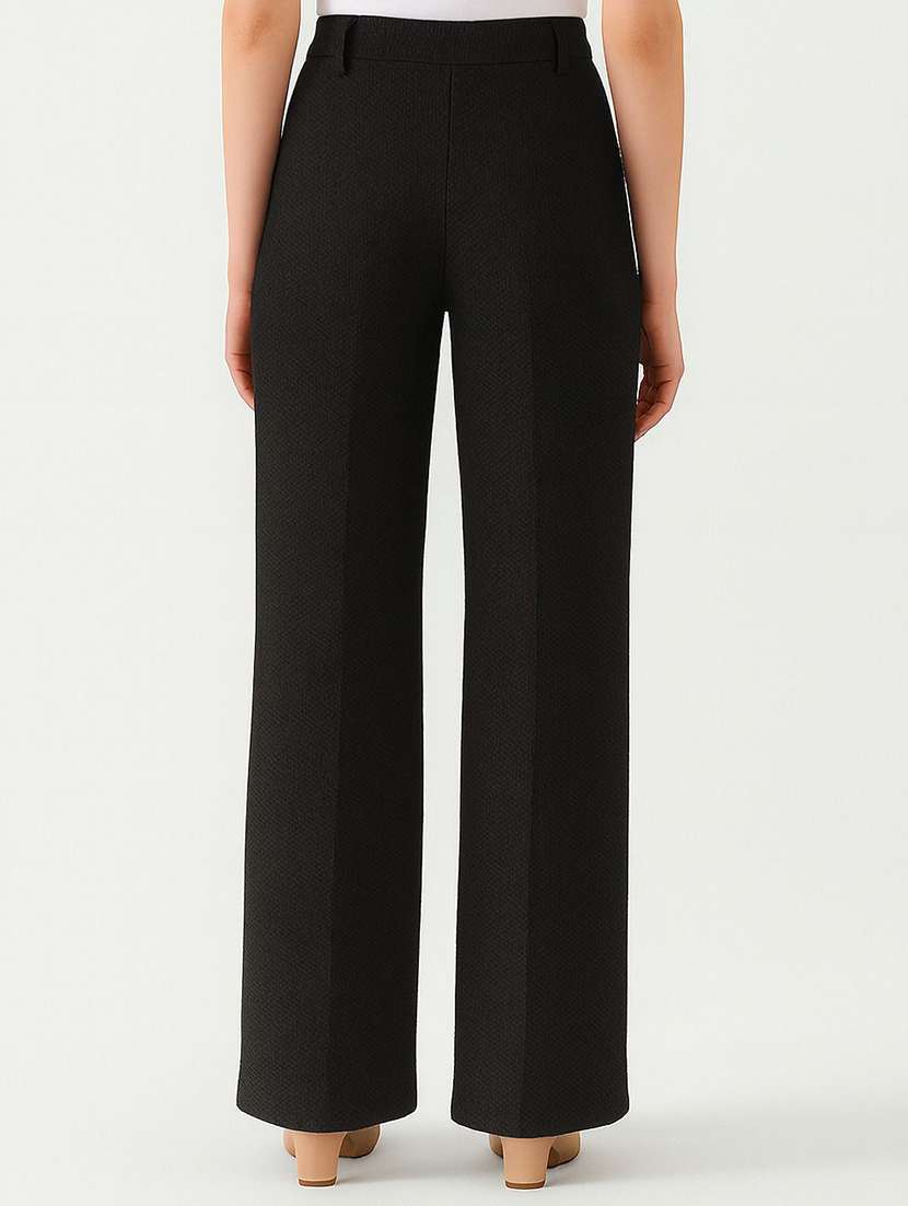 women solid high rise straight trouser - 22570389 -  Standard Image - 3