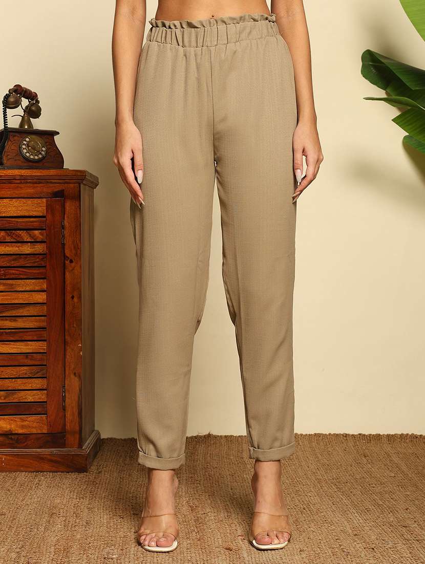 women self design high rise peg trouser