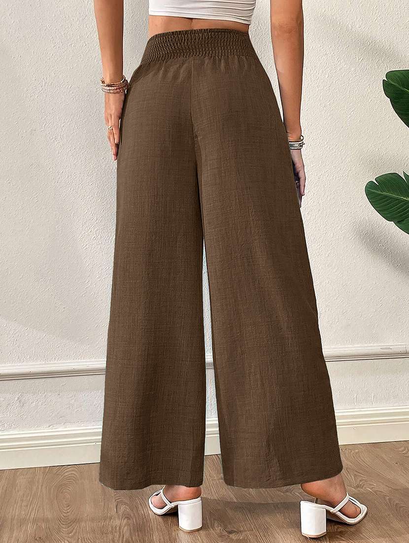 women textured high rise wide leg trouser - 22570400 -  Standard Image - 3