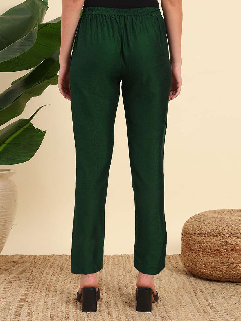 women solid mid rise straight pant - 22570406 -  Standard Image - 3
