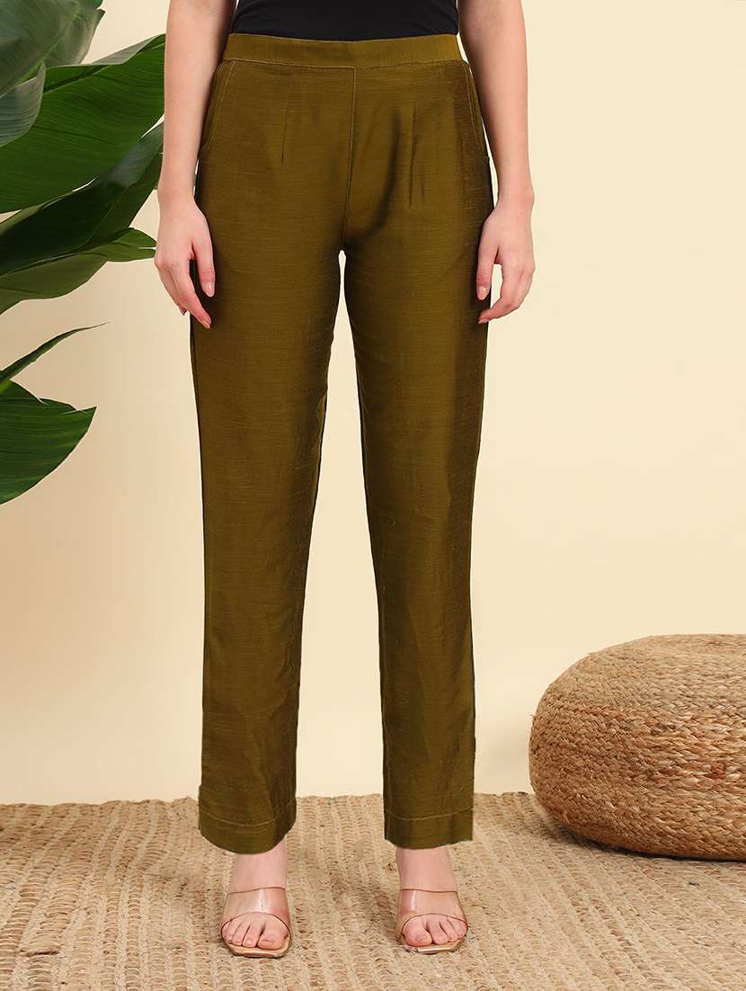 women solid  mid rise straight pant