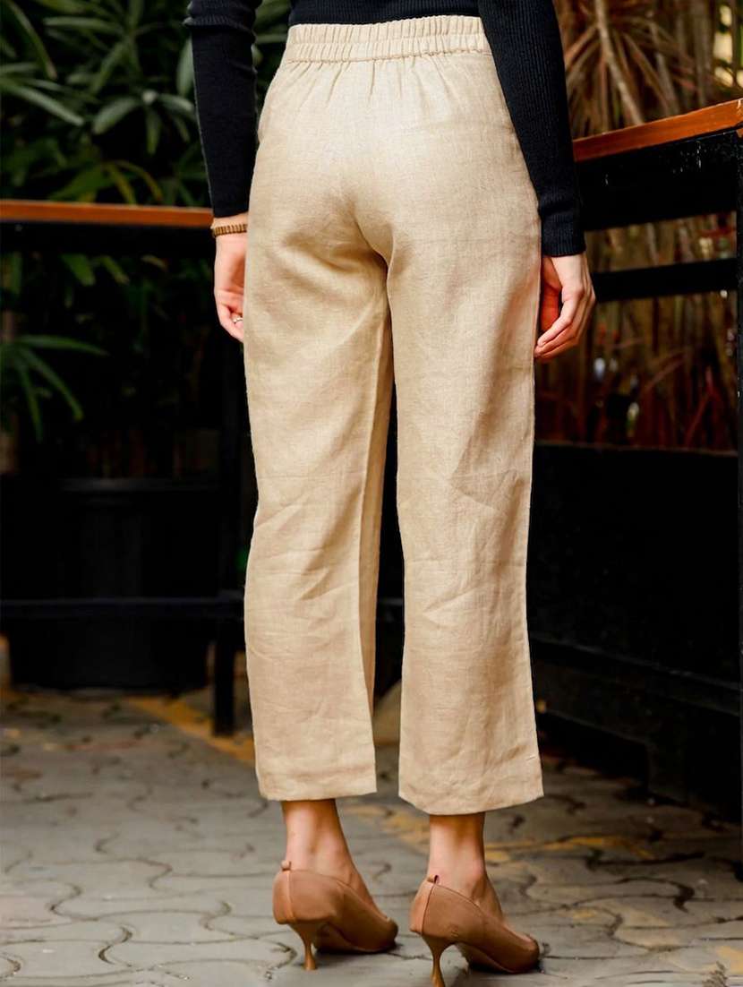 women solid high rise culottes - 22570438 -  Standard Image - 3