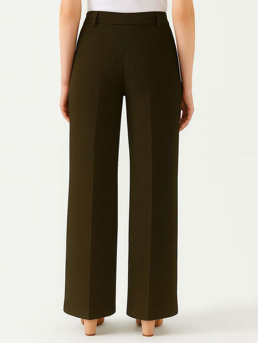 Women Solid High Rise Straight Trouser - 22570440 -  Standard Image - 3