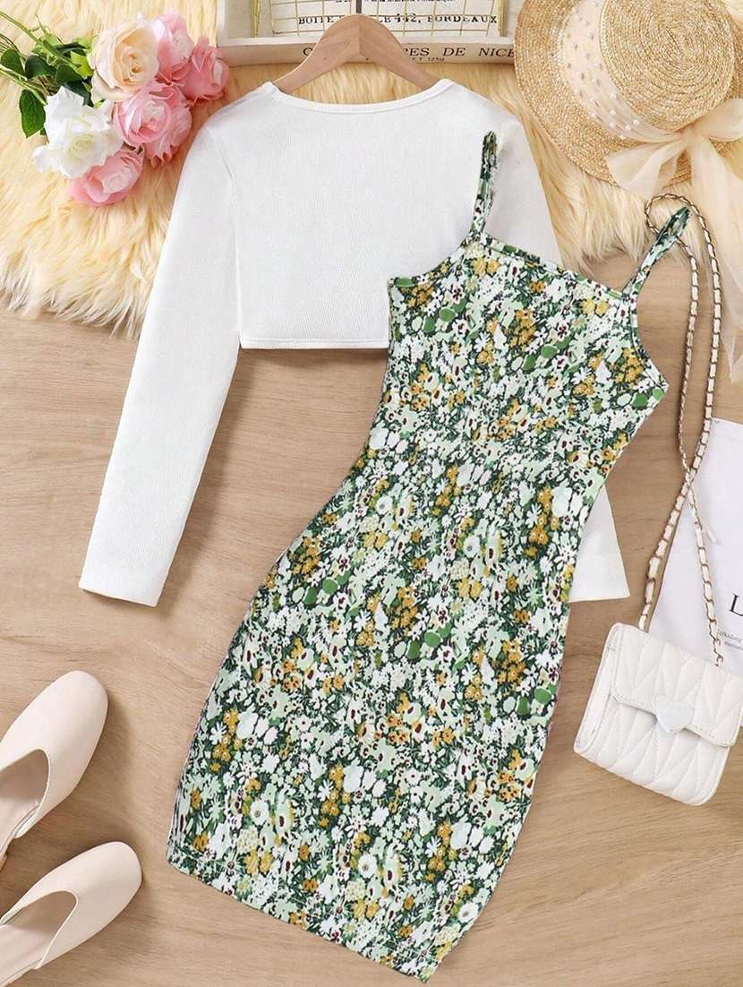 girls printed long sleeves a-line dress - 22570460 -  Standard Image - 3
