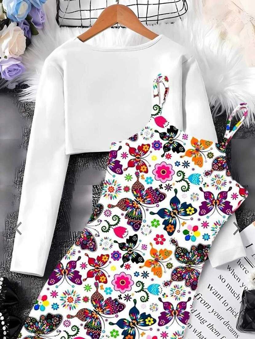 girls printed long sleeves a-line dress - 22570468 -  Standard Image - 3