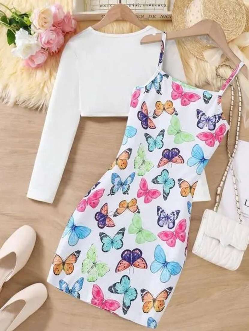 girls printed long sleeves a-line dress - 22570470 -  Standard Image - 3