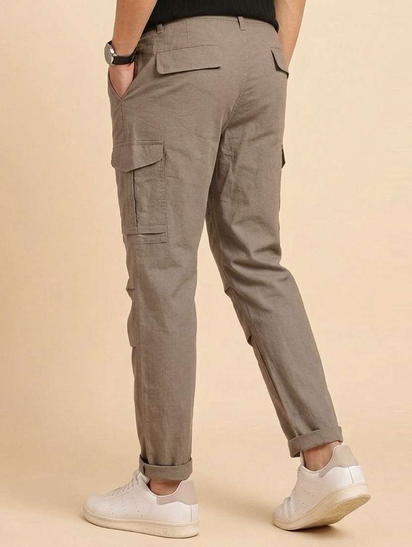 men solid mid rise regular fit cargo pant - 22570477 -  Standard Image - 3