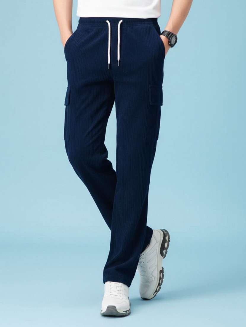 men solid mid rise regular fit cargo pantv
