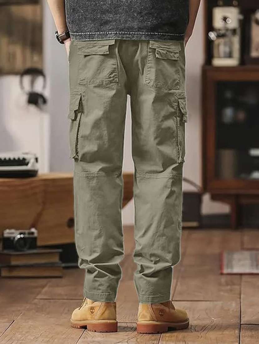 men solid mid rise regular fit cargo pant - 22570488 -  Standard Image - 3