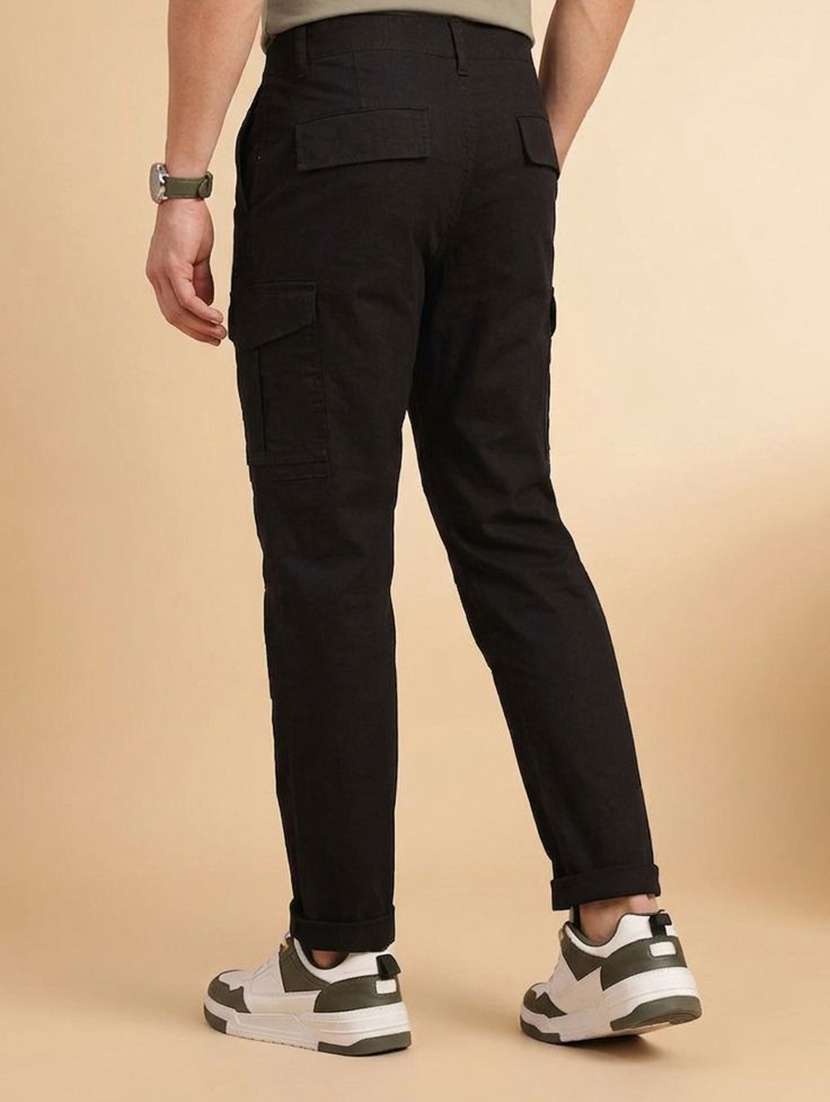 men solid mid rise regular fit cargo pant - 22570499 -  Standard Image - 3