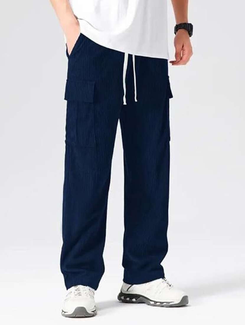 men solid mid rise relaxed fit cargo pant