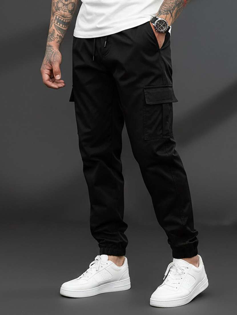 men solid mid rise regular fit jogger