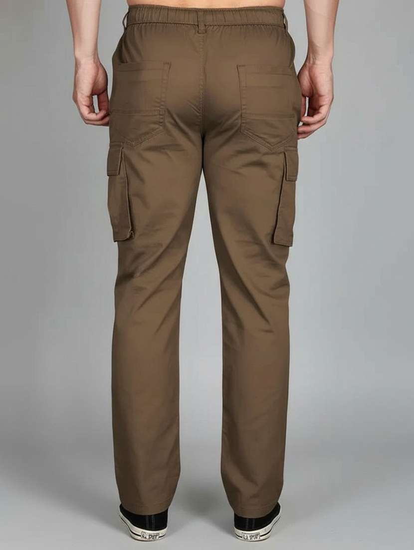 Men Solid Mid Rise Regular Fit Cargo Pant - 22570513 -  Standard Image - 3