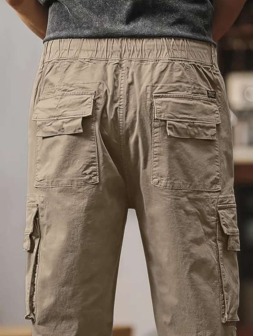 men solid mid rise regular fit cargo pant - 22570517 -  Standard Image - 3