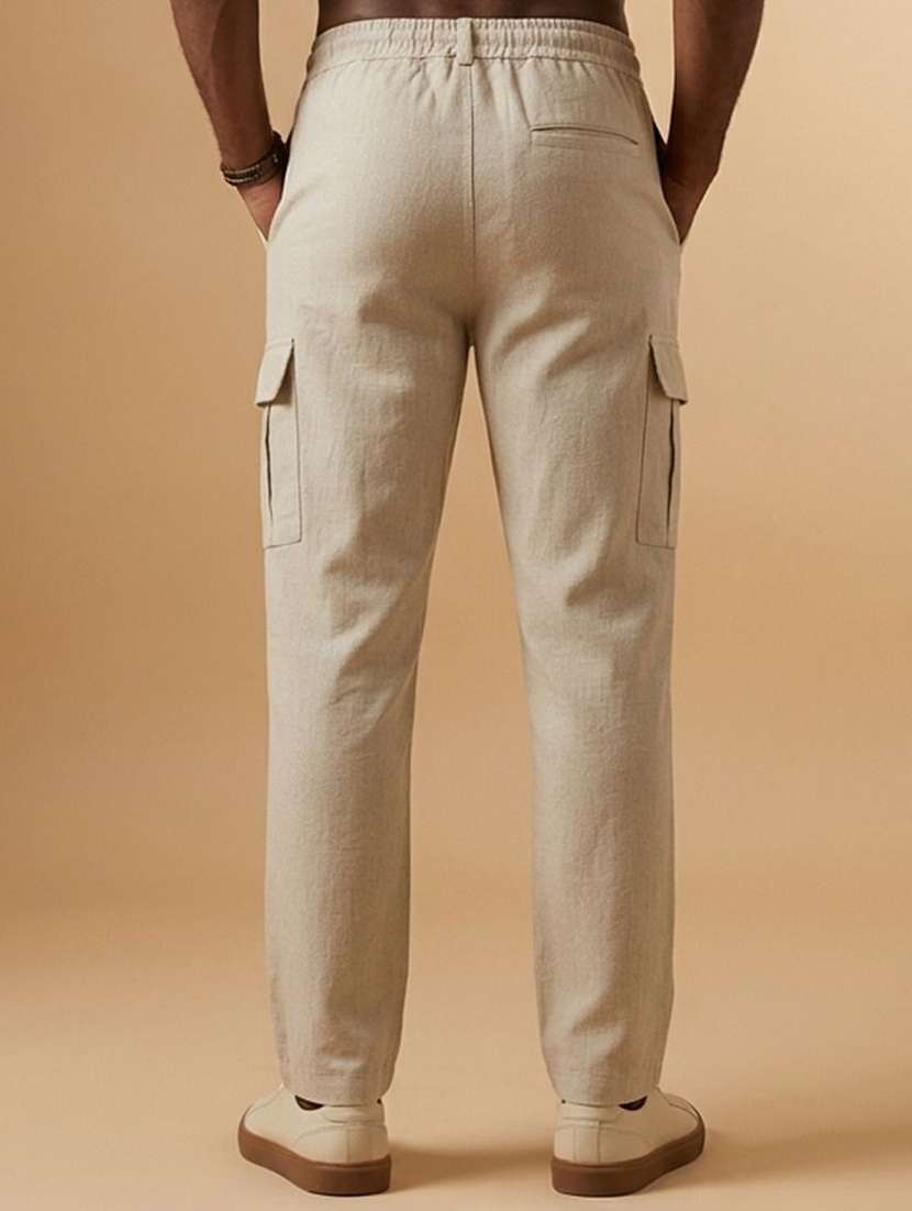 men solid mid rise regular fit cargo pant - 22570524 -  Standard Image - 3