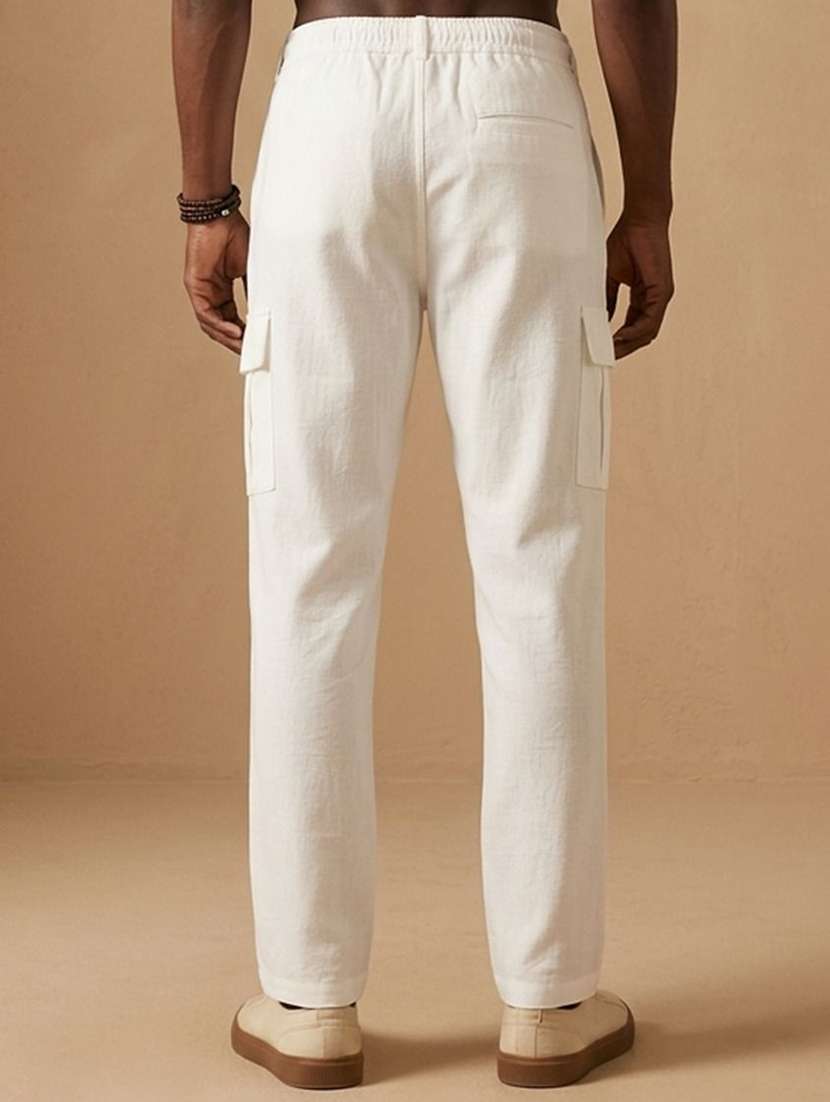 men solid mid rise regular fit cargo pant - 22570535 -  Standard Image - 3