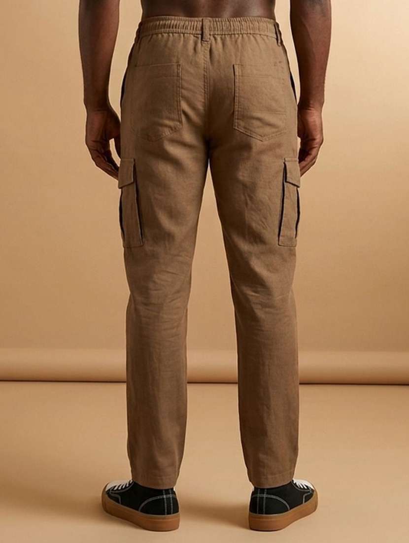 Men Solid Mid Rise Regular Fit Cargo Pant - 22570553 -  Standard Image - 3