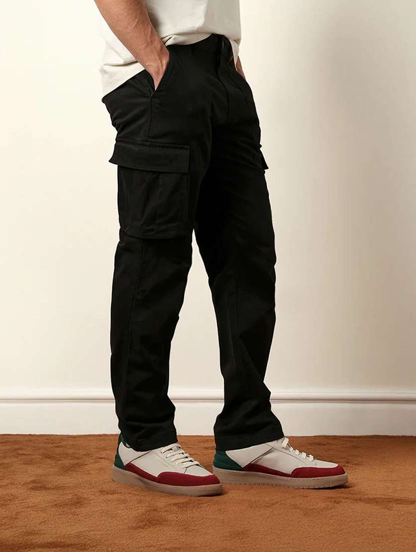 men solid mid rise regular fit cargo pant - 22570554 -  Standard Image - 3