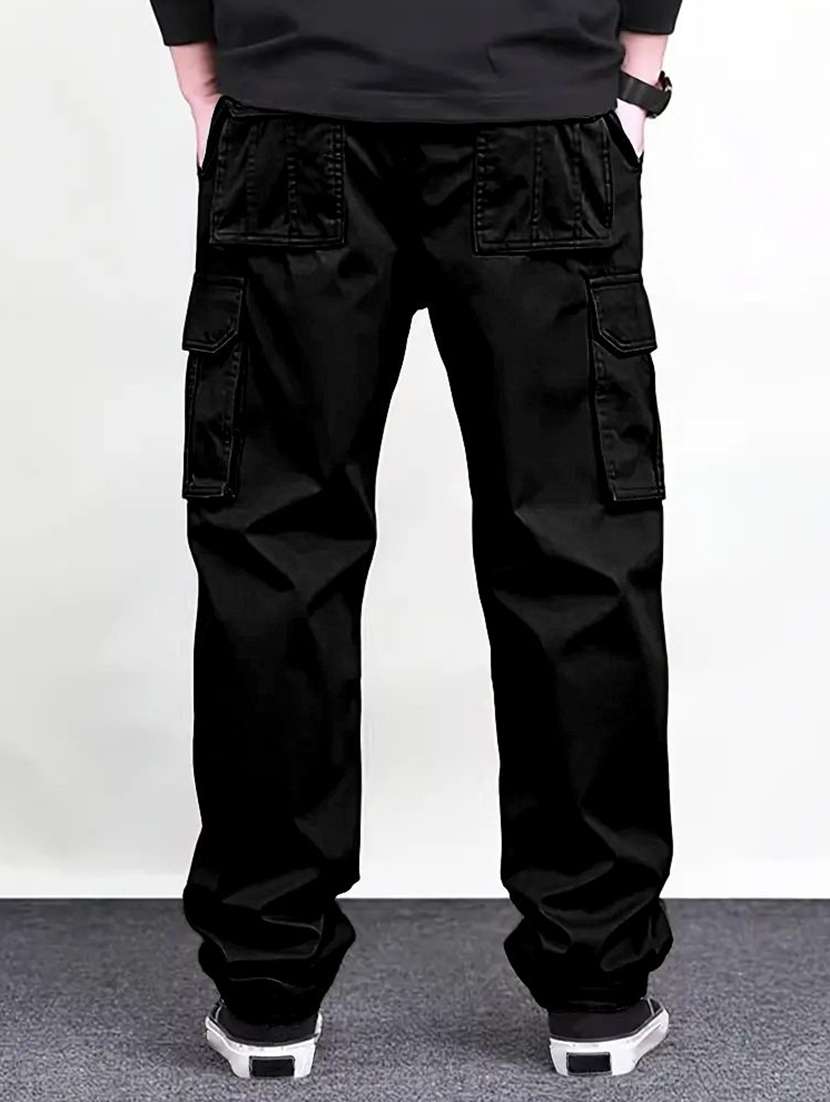 men solid mid rise relaxed fit cargo pant - 22570559 -  Standard Image - 3