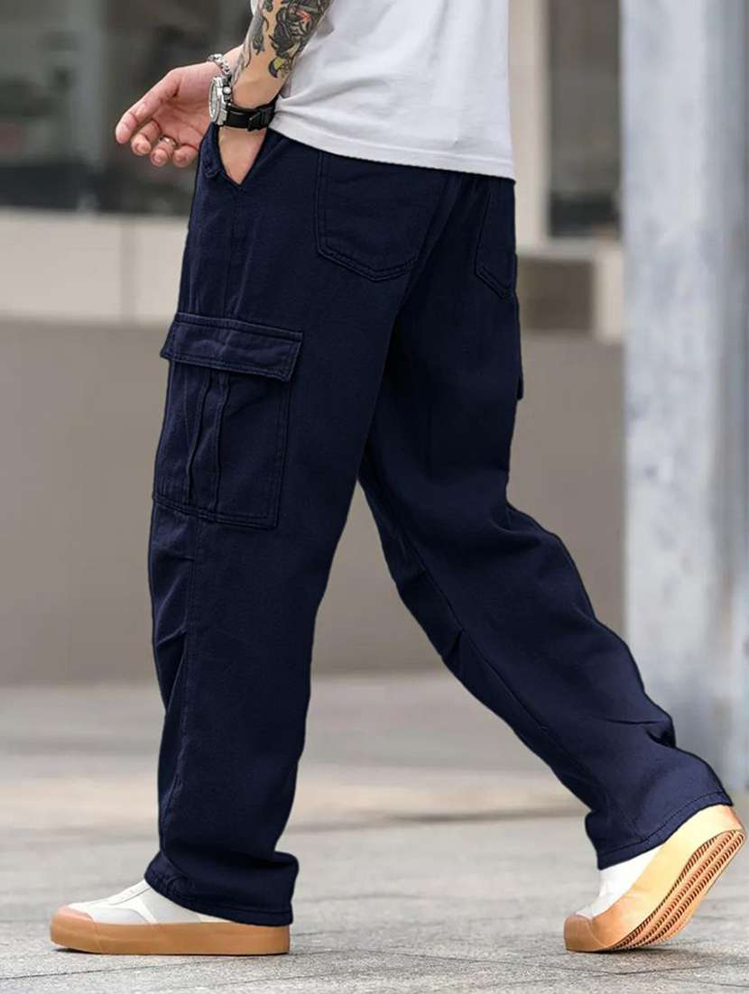 men solid mid rise relaxed fit cargo pant - 22570566 -  Standard Image - 3