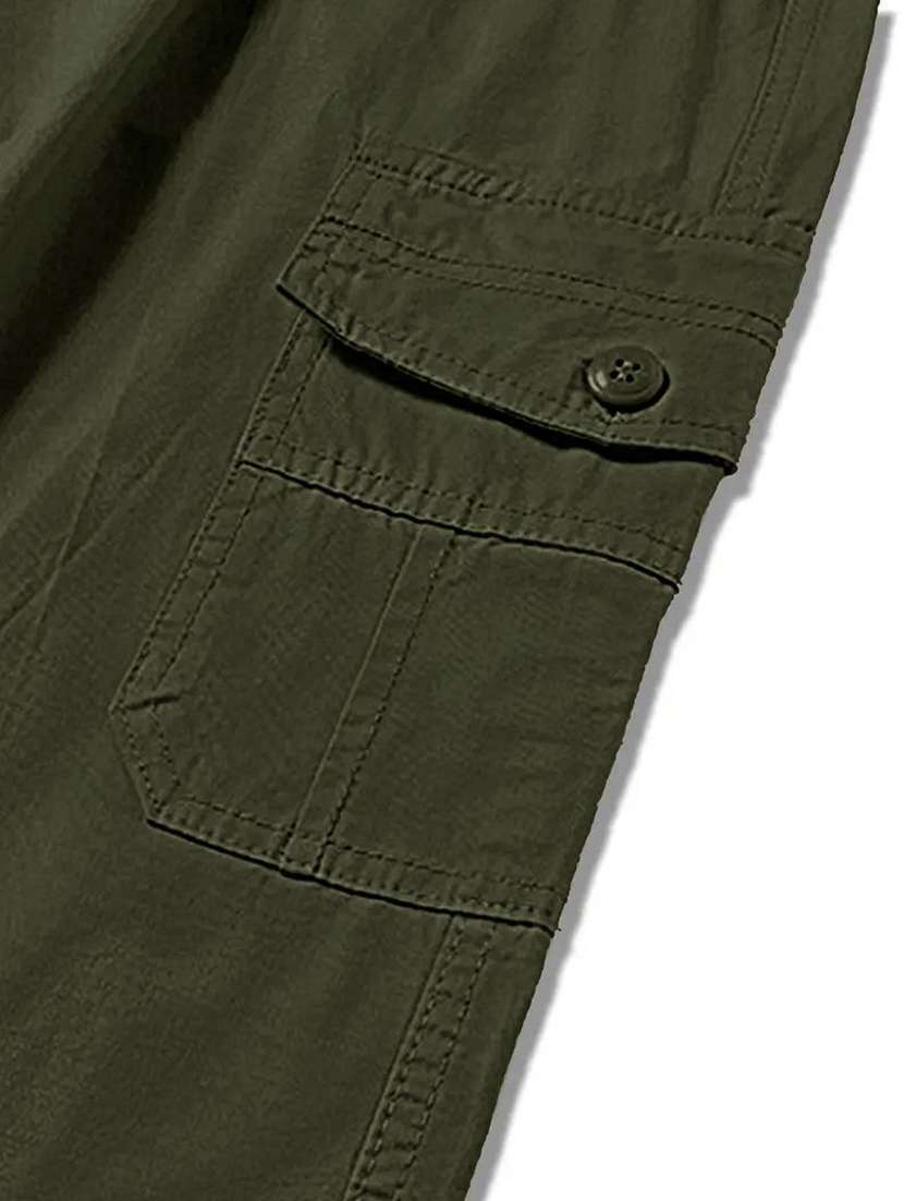 Men Solid Mid Rise Regular Fit Cargo Pant - 22570567 -  Standard Image - 3