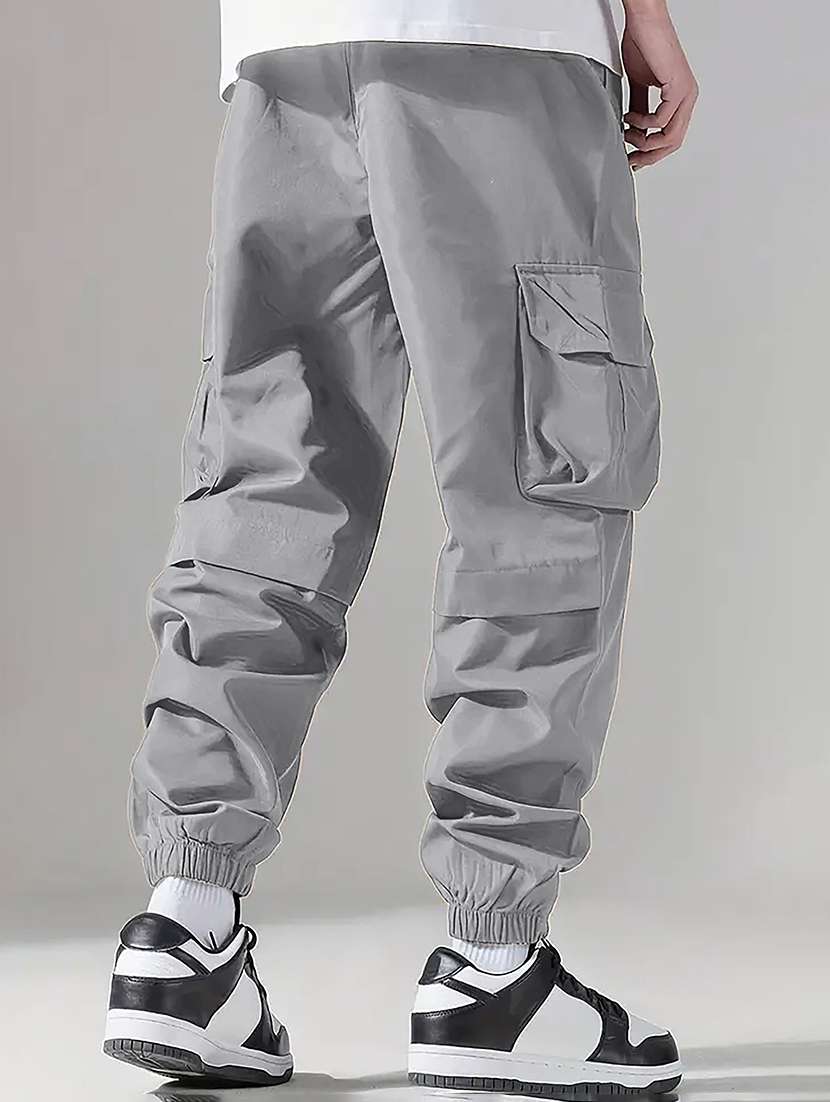 men solid mid rise regular fit jogger - 22570569 -  Standard Image - 3