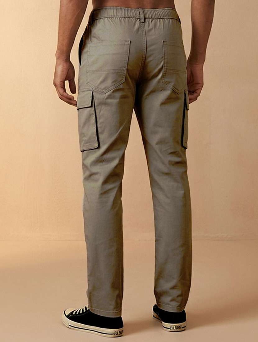 men solid mid rise regular fit cargo pant - 22570570 -  Standard Image - 3