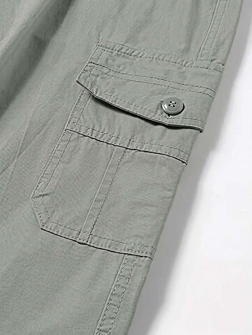 Men Solid Mid Rise Regular Fit Cargo Pant - 22570577 -  Standard Image - 3