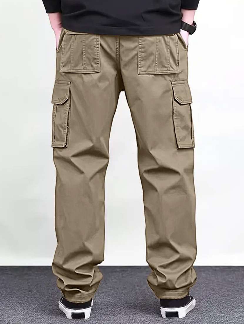 men solid mid rise relaxed fit cargo pant - 22570599 -  Standard Image - 3