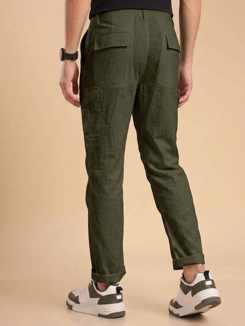 men solid mid rise regular fit cargo pant - 22570601 -  Standard Image - 3