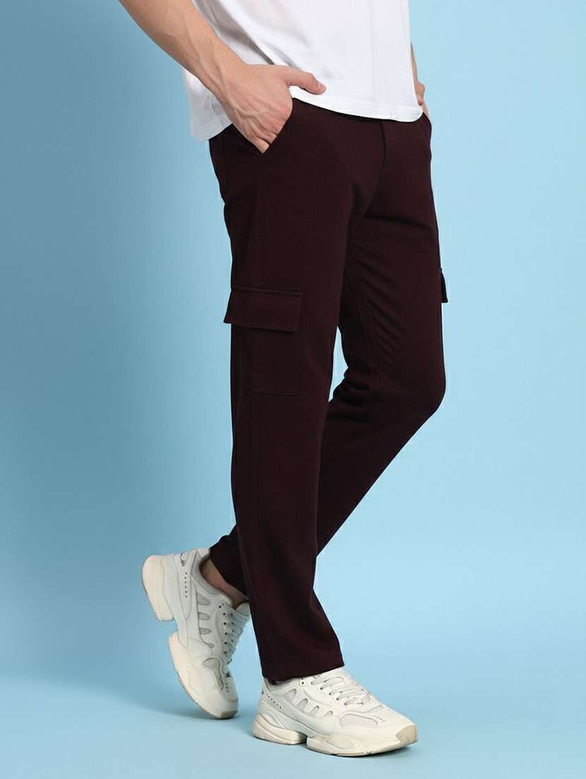 men solid mid rise regular fit cargo pant