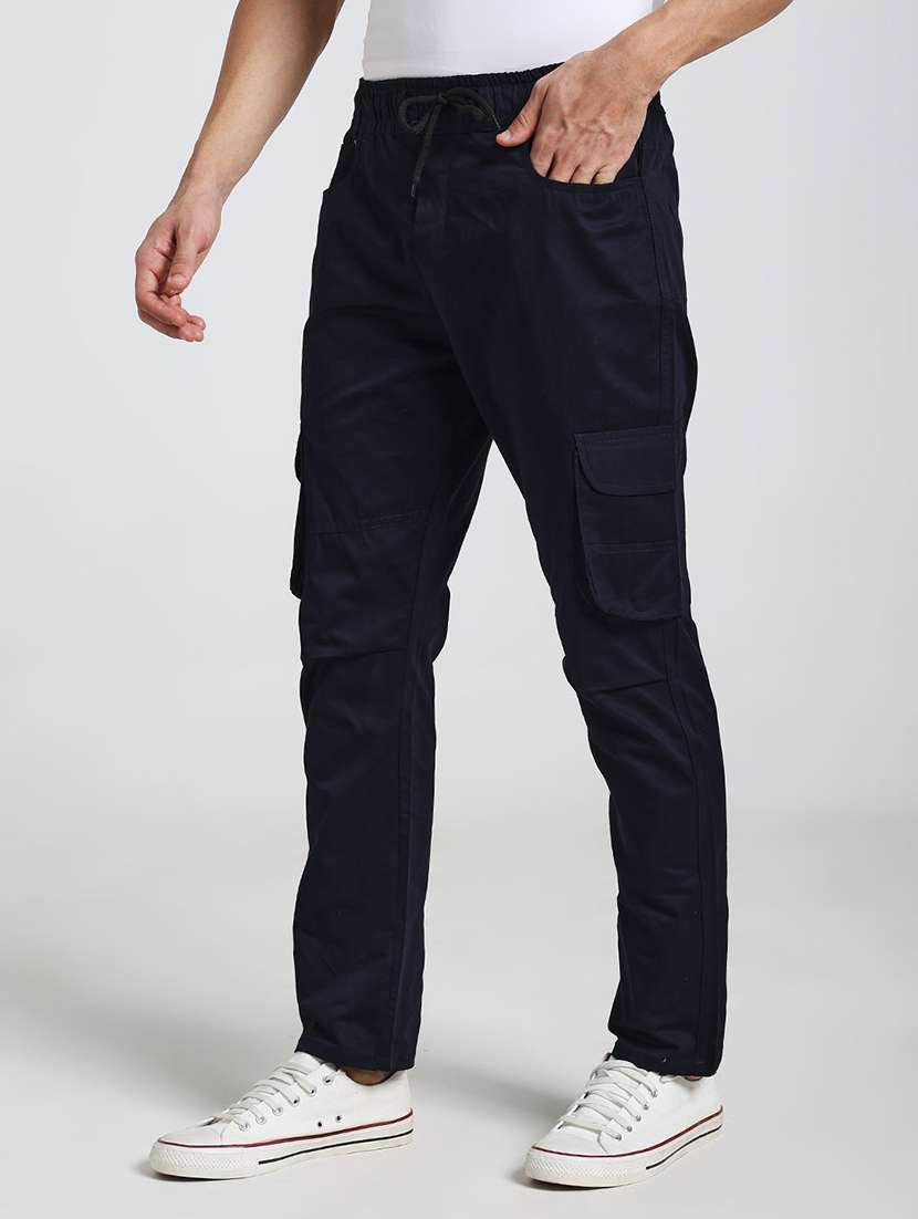 Men Solid Mid Rise Regular Fit Cargo Pant - 22570622 -  Standard Image - 3
