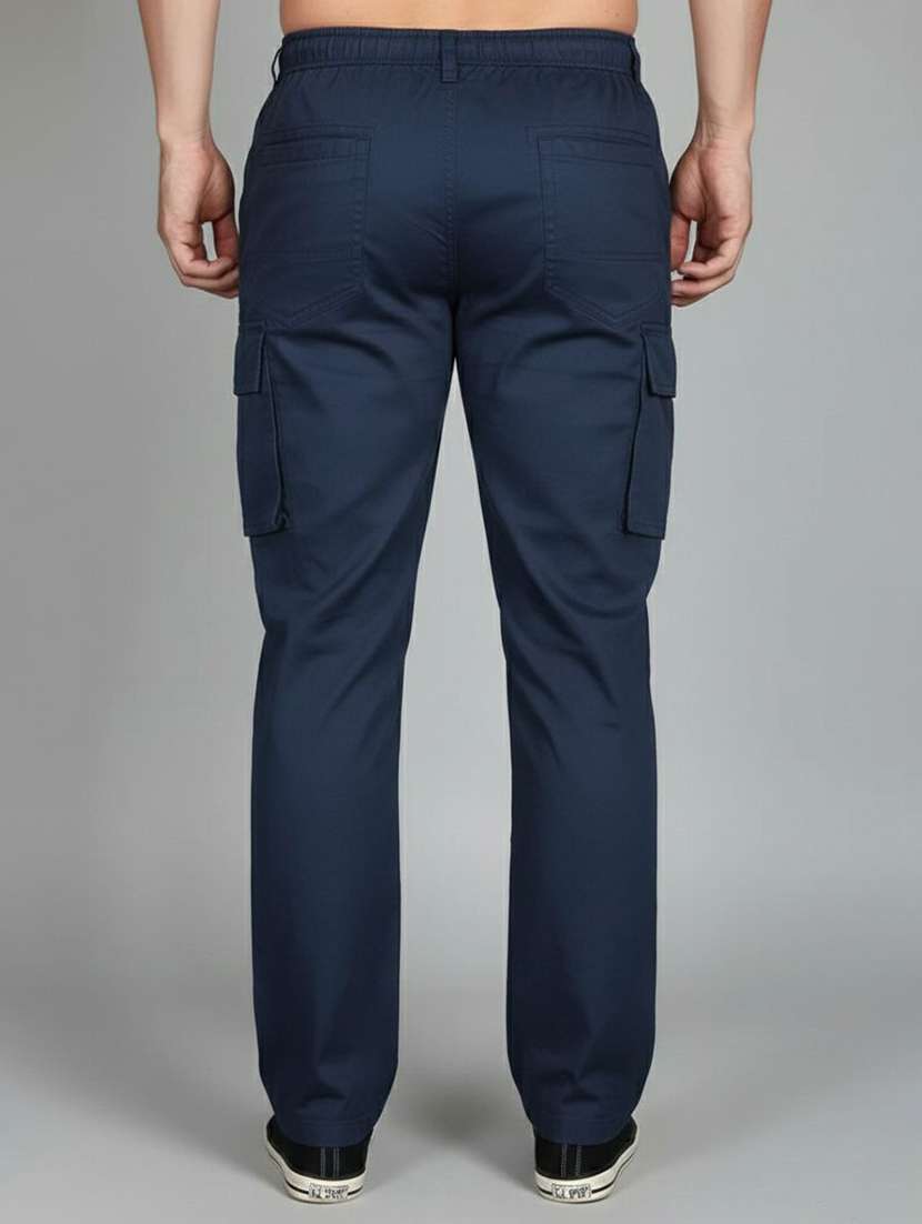 Men Solid Mid Rise Regular Fit Cargo Pant - 22570623 -  Standard Image - 3