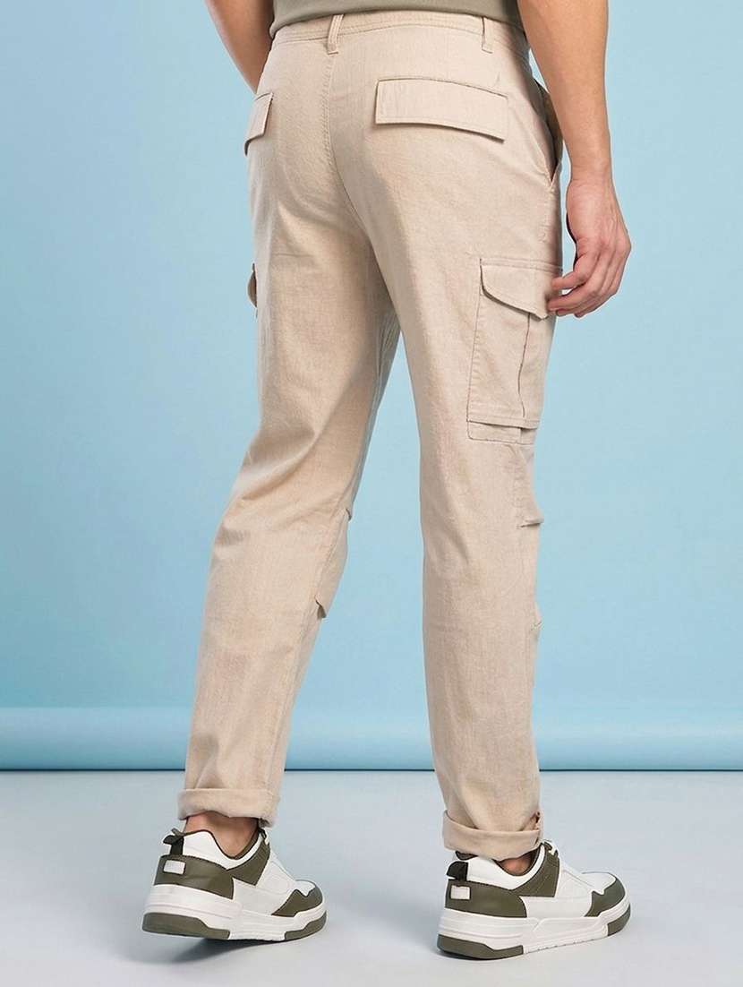 Men Solid Mid Rise Regular Fit Cargo Pant - 22570627 -  Standard Image - 3