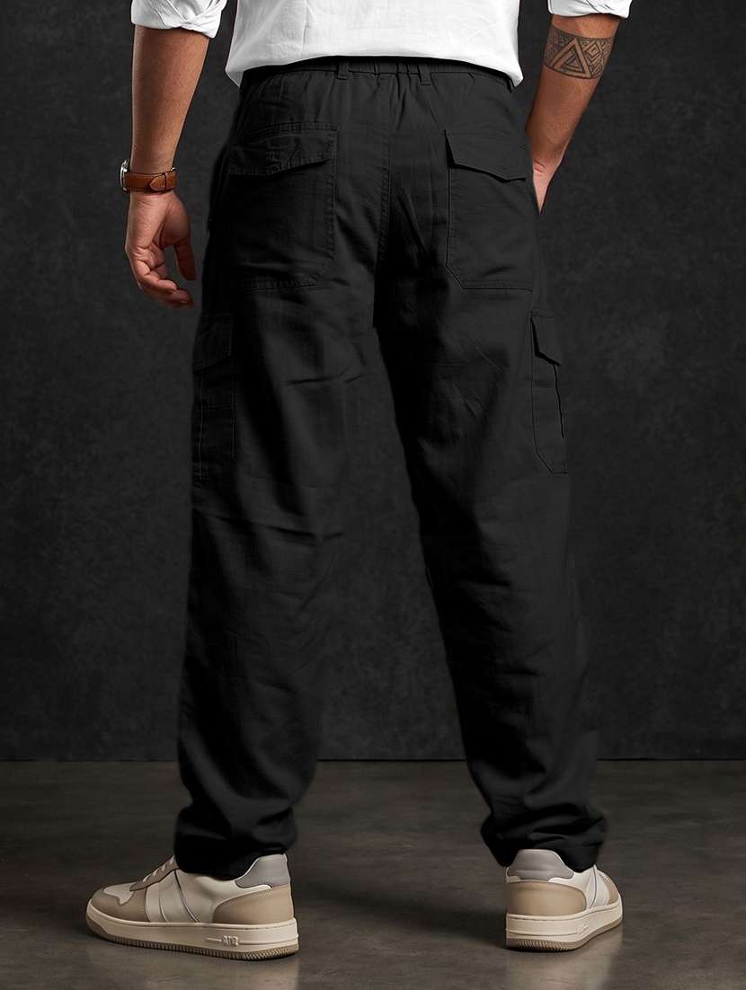 men solid mid rise regular fit cargo pant - 22570660 -  Standard Image - 3