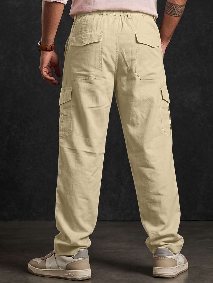 men solid mid rise relaxed fit cargo pant - 22570662 -  Standard Image - 3