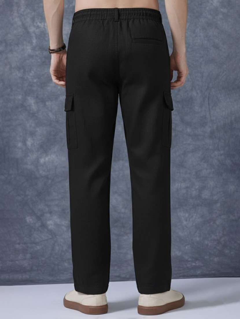 men solid mid rise regular fit cargo pant - 22570666 -  Standard Image - 3
