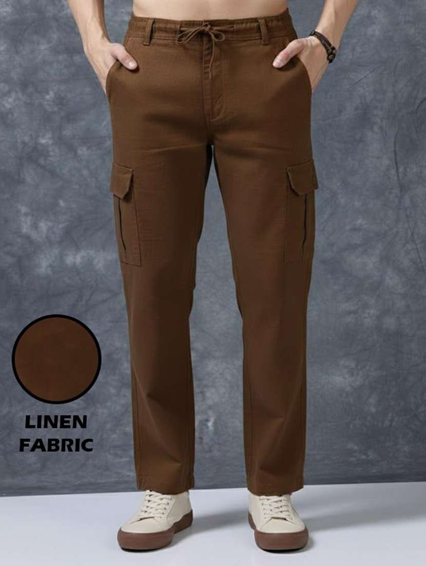 men solid mid rise regular fit cargo pant